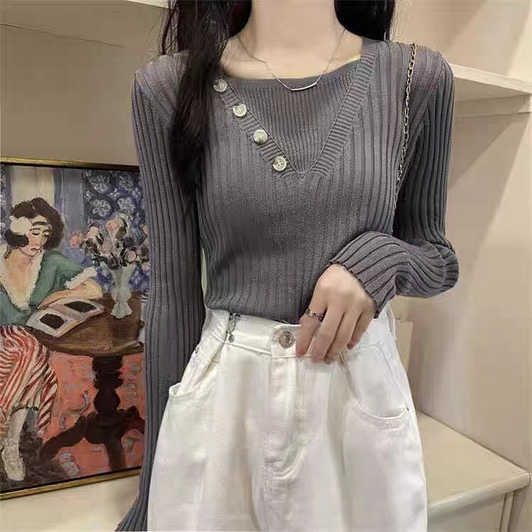NRVP Áo Sweater Dệt Kim Dài Tay Thiết Kế Mới Thời Trang Theo Phong Cách Hàn Quốc Cho Nữ