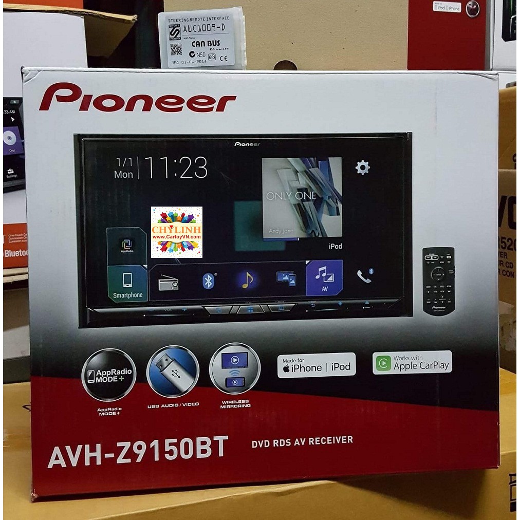 Pioneer AVH-Z9150BT Đầu đọc đa phương tiện liền màn hình 7inch, CarPlay, AndroiAuto, Wifi Mirroring