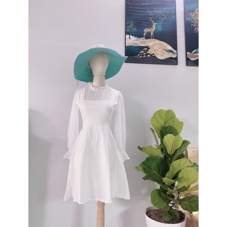 Đầm Xoè Tay Dài Dự Tiệc, Đầm Trắng Phối Lưới, Đầm Đi Tiệc, Đầm Sang Trọng, Xinh Xắn, Đầm Nữ