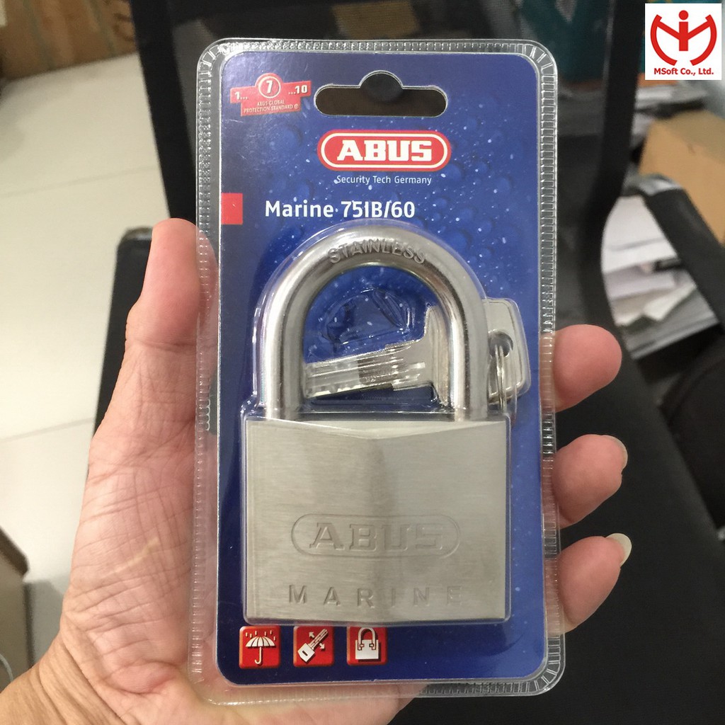 [Q5.HCM] Ổ khóa chống nước ABUS MARINE 75IB/60 rộng 60mm chịu mọi thời tiết - MSOFT