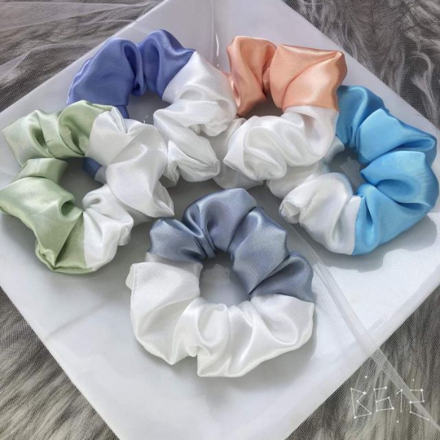 Dây cột tóc Scrunchies phối satin 2 màu ❤️