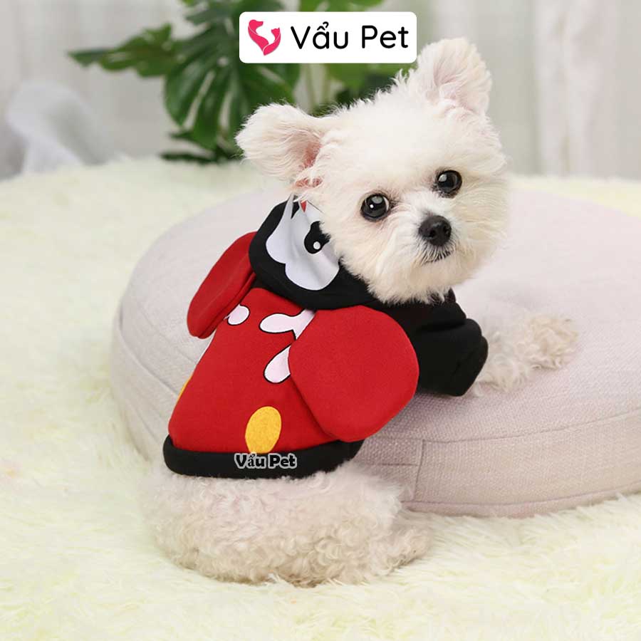 Áo cho chó mèo Nỉ thú có mũ mùa đông - Quần áo cho chó poodle, con, lớn, mèo, thú cưng Vẩu Pet Shop