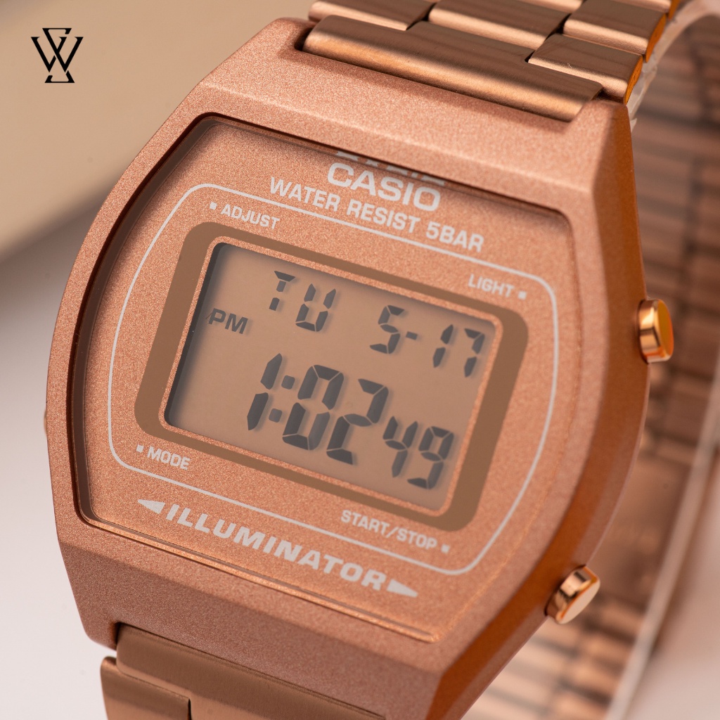 Đồng Hồ Điện Tử Unisex Casio WATCHSTORE B640WC-5ADF Thiết Kế Mặt Kính Nhựa 35mm, Dây Đeo Kim Loại, Vỏ Thép Không Gỉ