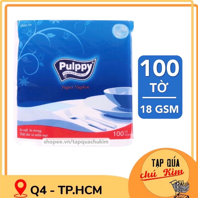 Khăn giấy ăn PUPPY vuông lớn 100 tờ mềm mịn không rách nước - tapquachukim