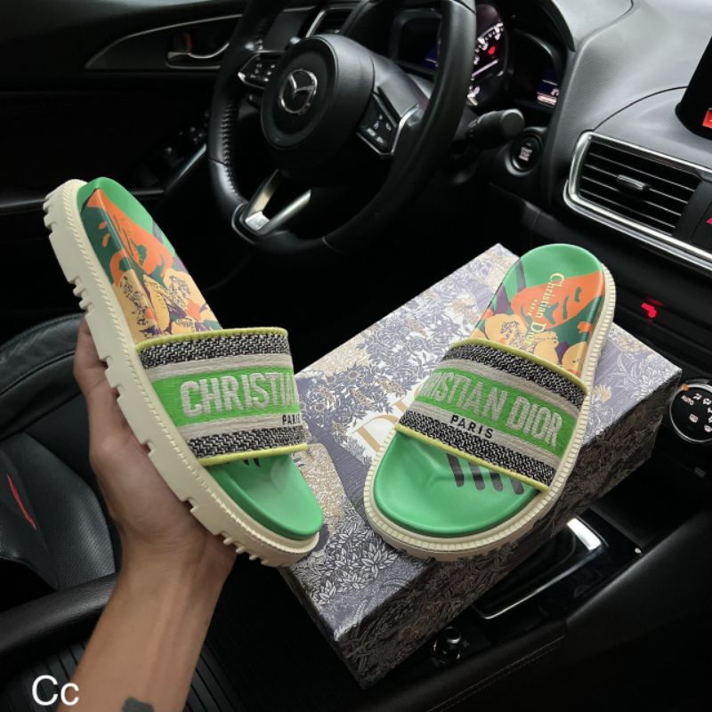 c Dép Lê Quai Ngang Cd Xanh Đỏ Mềm Êm Fullbox Bill Túi Hãng Cao Cấp