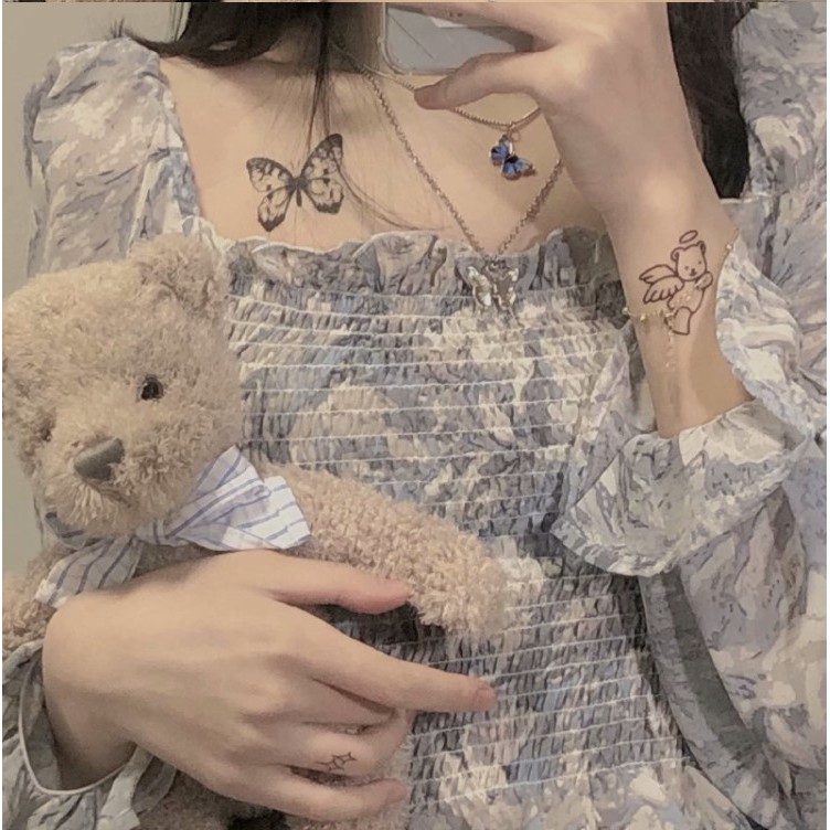 [Mã FASHIONI9 giảm 10k đơn 0đ] Áo Voan Xếp Ly Cổ Vuông Họa Tiết Xinh Xắn Dành Cho Bạn Gái, Áo Kiểu Chất Chiffon Hàn Quốc | BigBuy360 - bigbuy360.vn