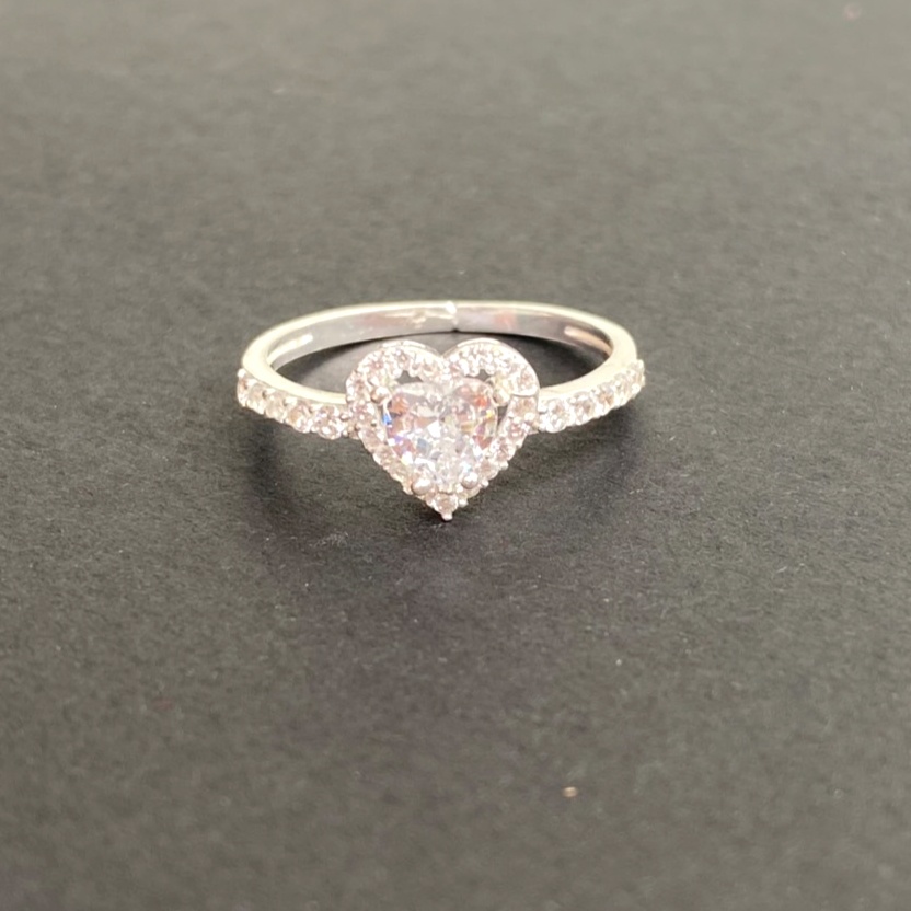 Nhẫn nữ bạc ta mặt trái tim đính đá - Trang sức bạc Evasilver