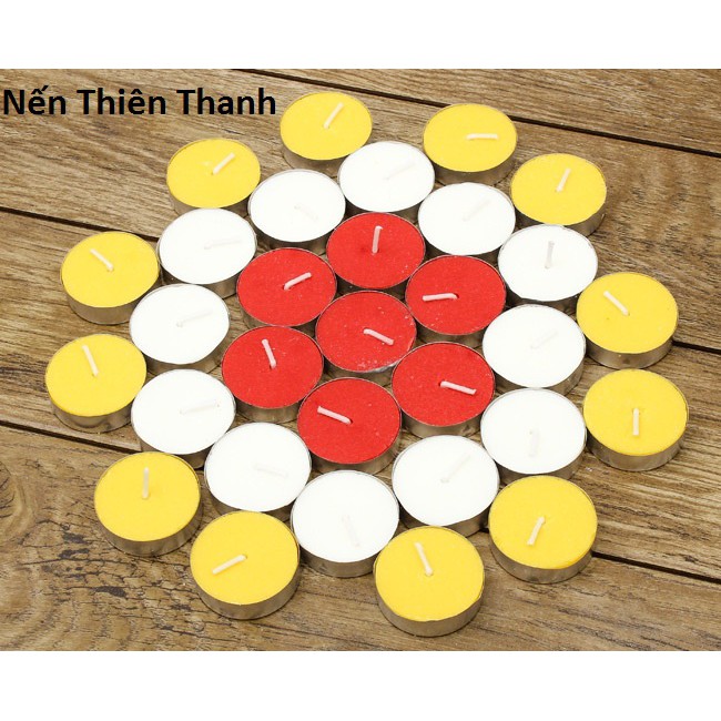 Combo 5 Hộp (500 viên) Nến Tealight Thiên Thanh Cháy 4h ( Trắng Đỏ Vàng )