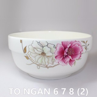 Combo 10 bát cơm sứ ngấn hoa văn