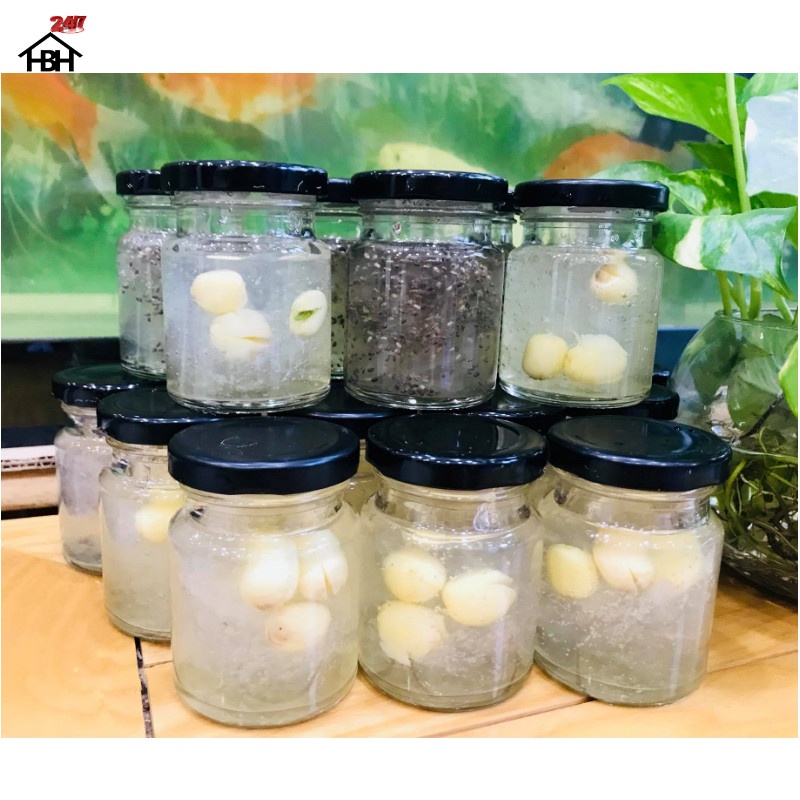 Hũ Thủy Tinh Nắp Thiếc Đen vặn 100ML - Hũ 100ML đựng Yến chưng, Hủ thủy tinh đựng sữa chua
