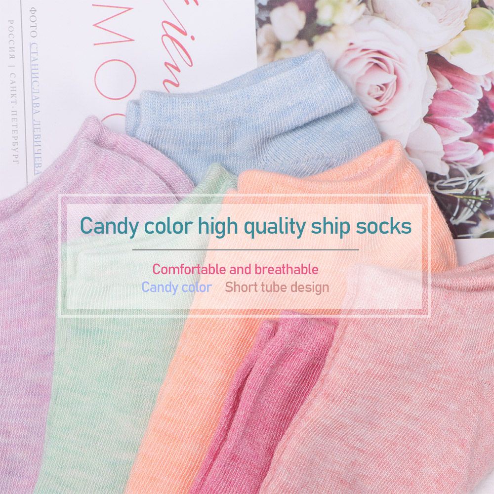 Vớ cotton mềm cổ thấp màu trơn thoáng khí thời trang cho nữ