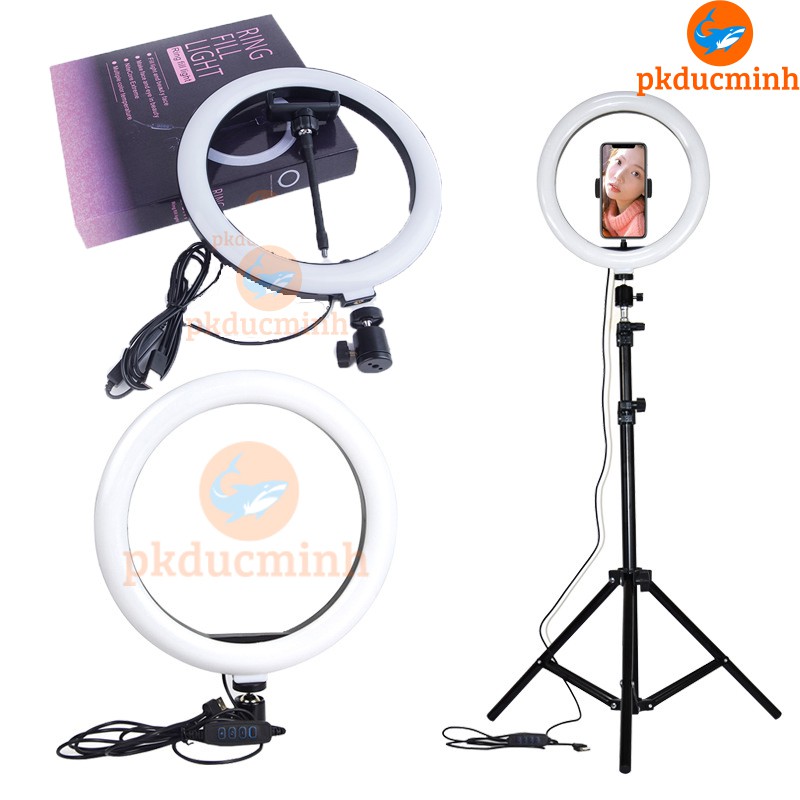 [Có sẵn] Đèn livestream size 26 30 kèm chân 2m, có nhiều chế độ sáng