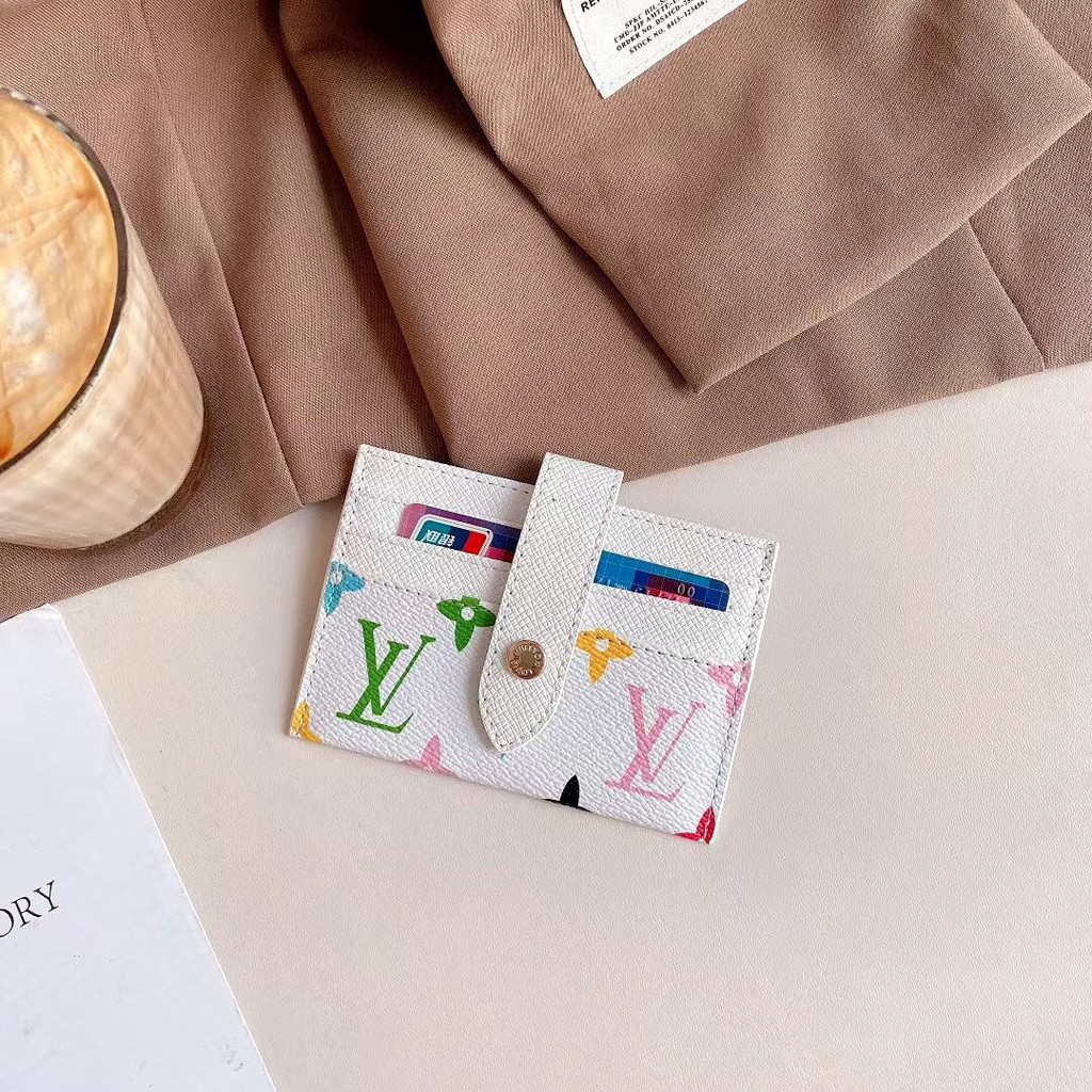 Card holder da họa tiết LV cổ điển chống trượt siêu mỏng có dây khóa cài