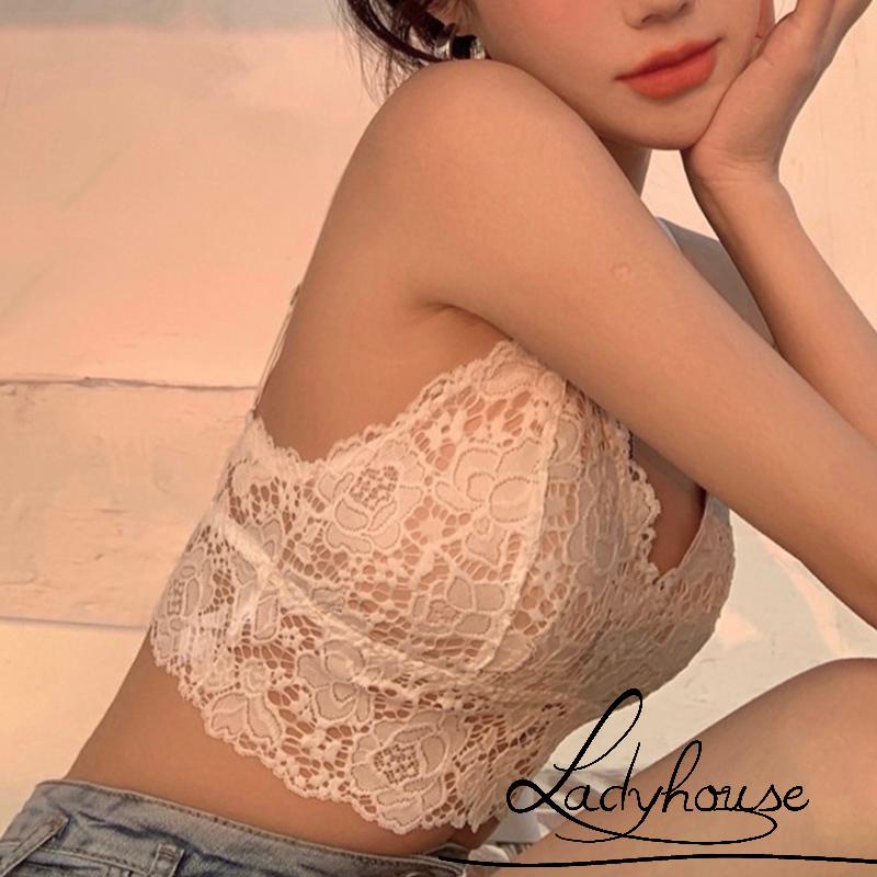 Áo bra 2 dây có đệm ngực phối ren hoa có thể điều chỉnh thời trang cho nữ