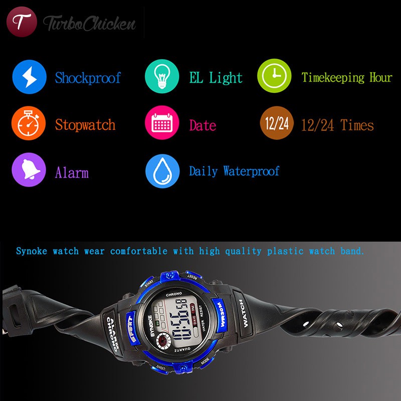 Đồng hồ điện tử chống thấm nước có đèn LED cho bé trai bé gái | BigBuy360 - bigbuy360.vn