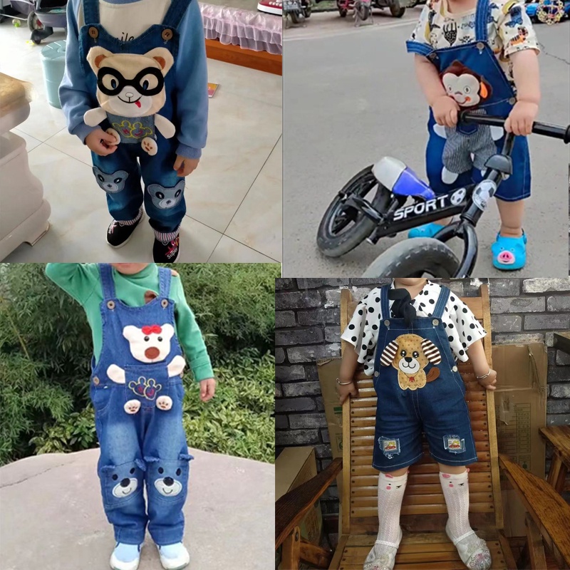 Quần Yếm Jeans Denim Ngắn Thoáng Khí Dễ Thương Dành Cho Trẻ Em