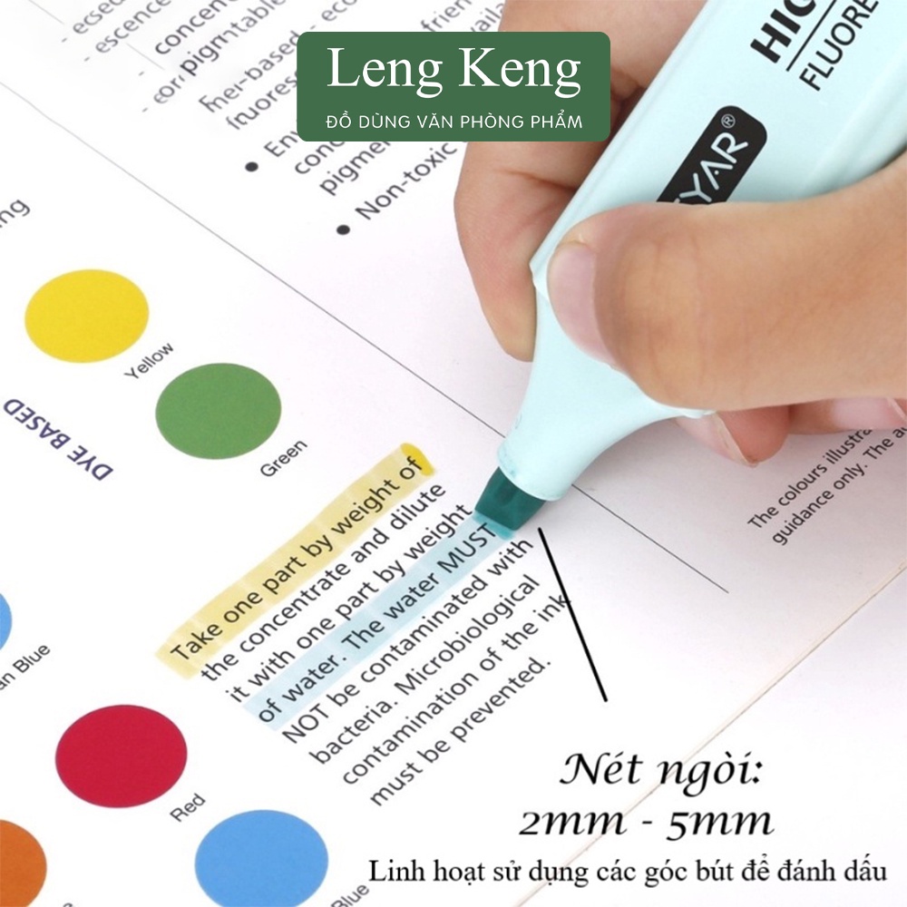Bút đánh dấu highlight dạ quang văn phòng phẩm Leng Keng 20 màu lựa chọn BH22