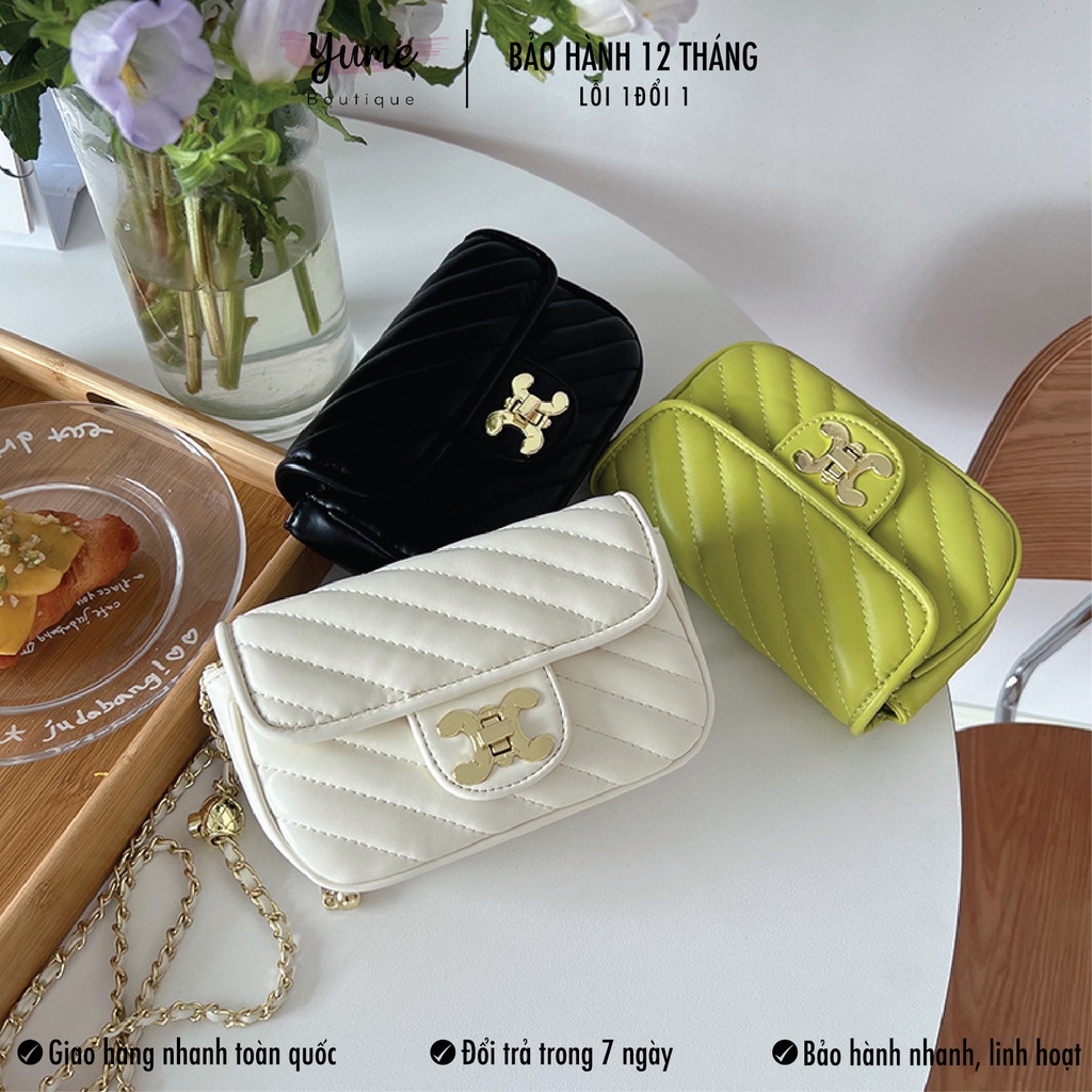 Túi Mini Size 17 Phối Dây Xích, Túi Đeo Chéo Phong Cách Hàn Vừa Điện Thoại Siêu Hot Yume16