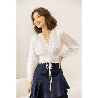 Olv - áo bonnie top in white