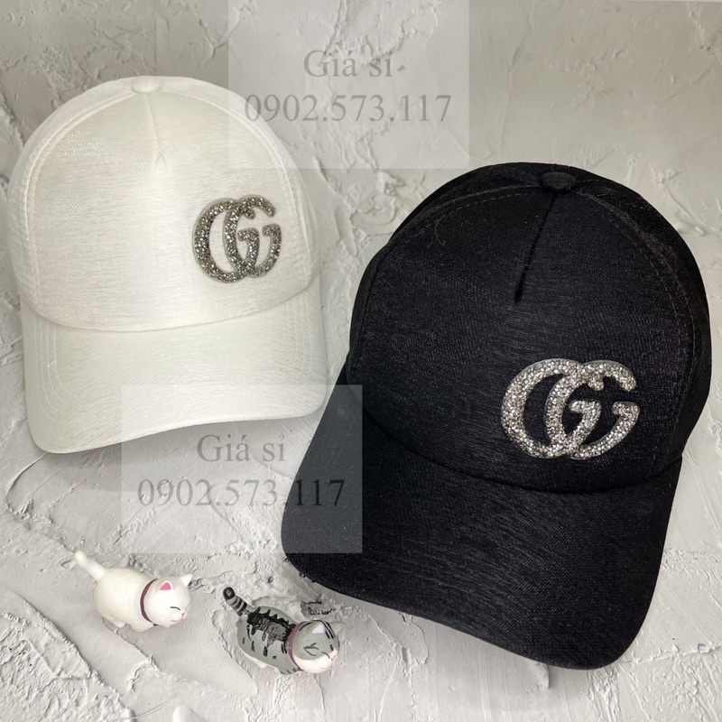 Nón kết lưỡi trai vải bóng mềm dán đá GC thời trang nam nữ