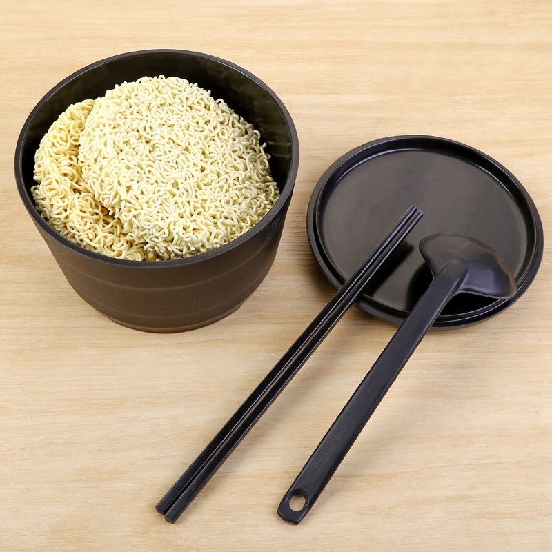 Bát mì ăn liền có nắp Tô lớn cho học sinh Kiểu Nhật Bộ đồ Hộp trưa sáng tạo và đũa