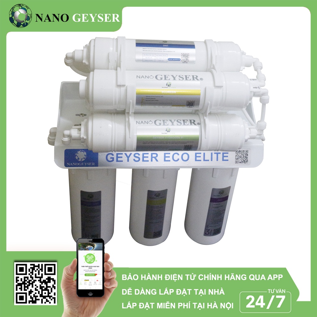 Máy lọc nước Nano Geyser ECO ELITE 7 Cấp, Lọc canxi 2 tầng, Không điện, không nước thải