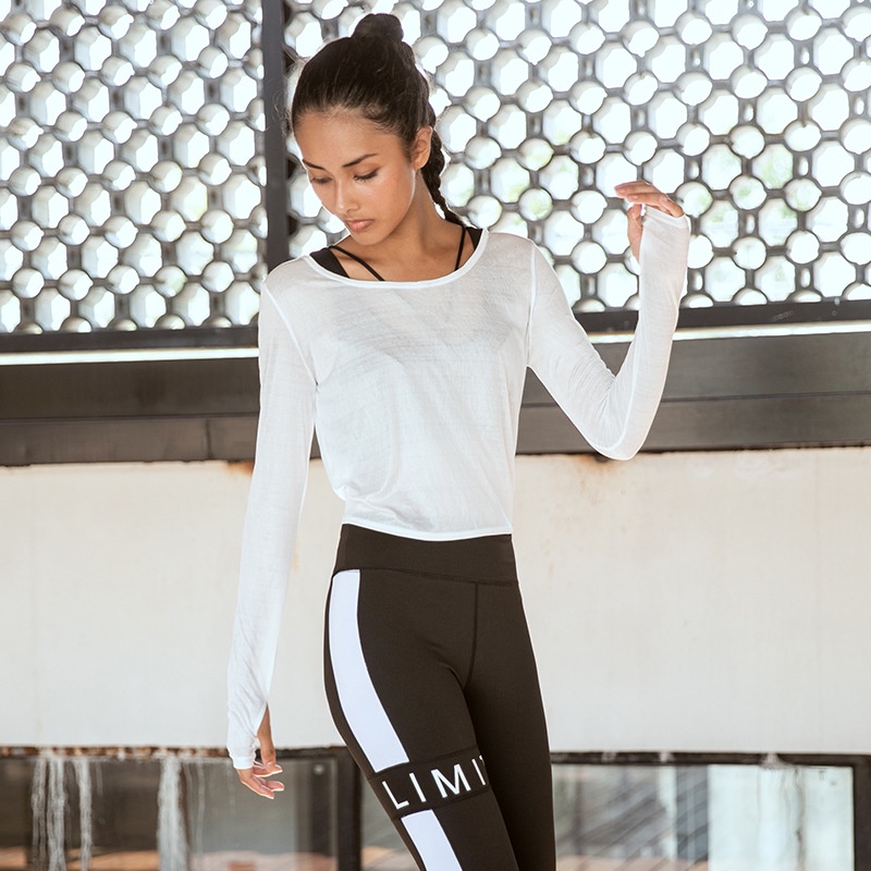 Áo Thun Thể Thao Tay Dài Dáng Ôm Hở Lưng Quyến Rũ Thời Trang Cho Nữ
