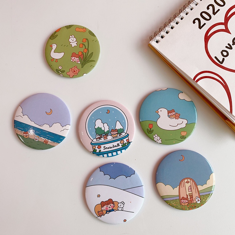 MS506 Gương tròn bỏ túi in hình dễ thương loại đẹp