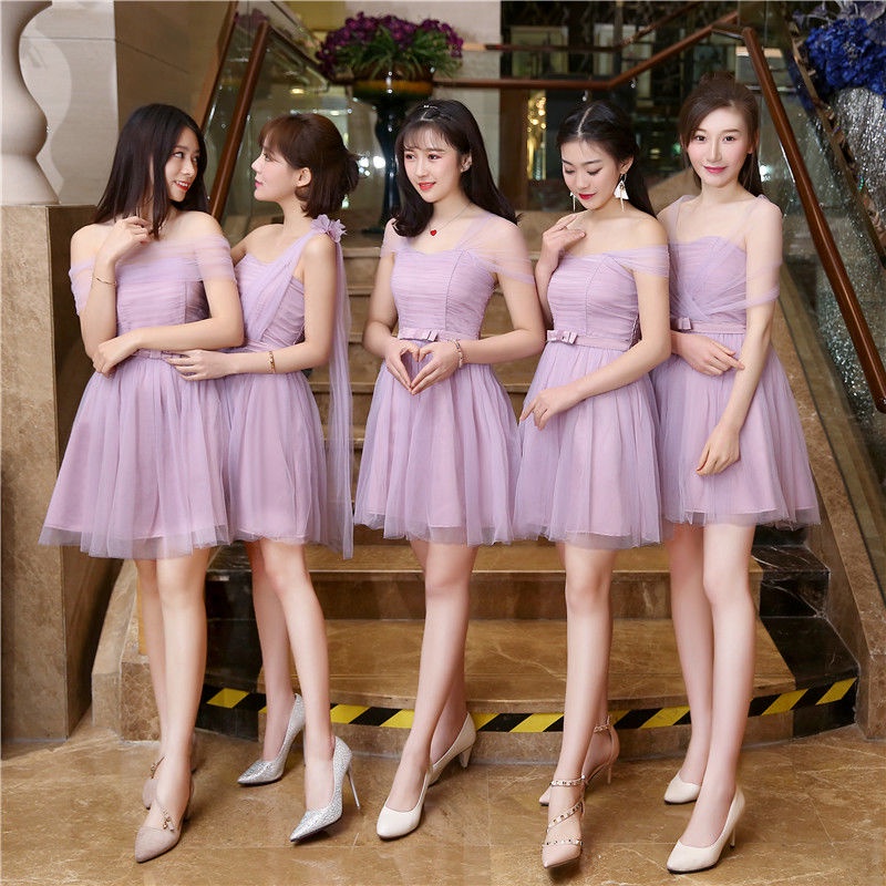 Đầm phù dâu dáng ngắn phong cách thời trang xinh xắn