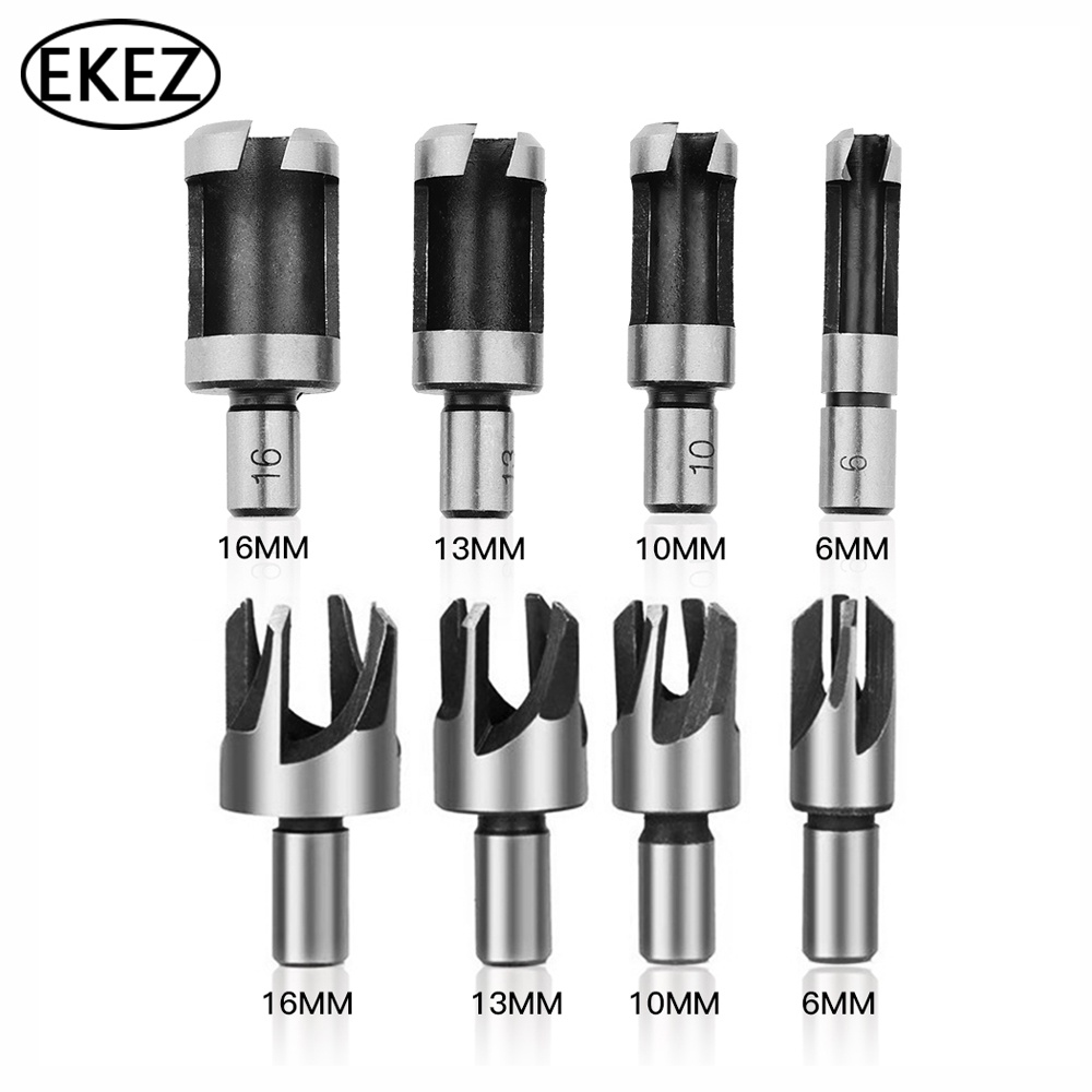 Bộ 4 mũi khoan EKEZ lấy nút gỗ/ khoan rút lõi 5/8&quot; 1/2&quot; 3/8&quot; 1/4&quot;