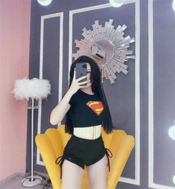 [Mã FASHIONT4WA2 giảm 10K đơn 50K] Áo croptop Superman siêu tôn dáng cực sang chảnh (HÌNH THẬT 100%)