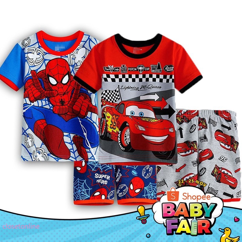 CL❀❀ Boys Kids Clothing Pajamas  Cartoon Hero T-Shirt Outfits Sleepwear Sets Suits