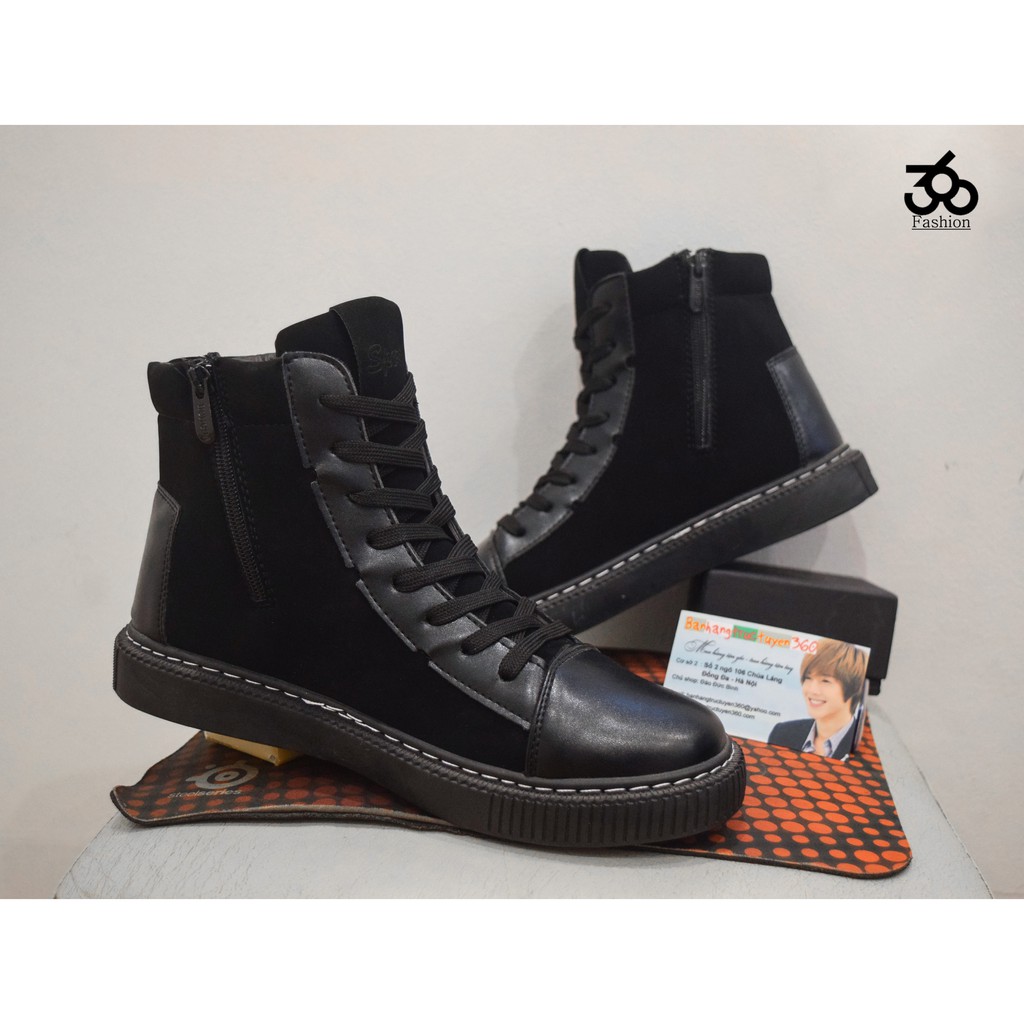 Giày cao cổ nam đen phong cách độc đáo kèm ảnh thật | BigBuy360 - bigbuy360.vn