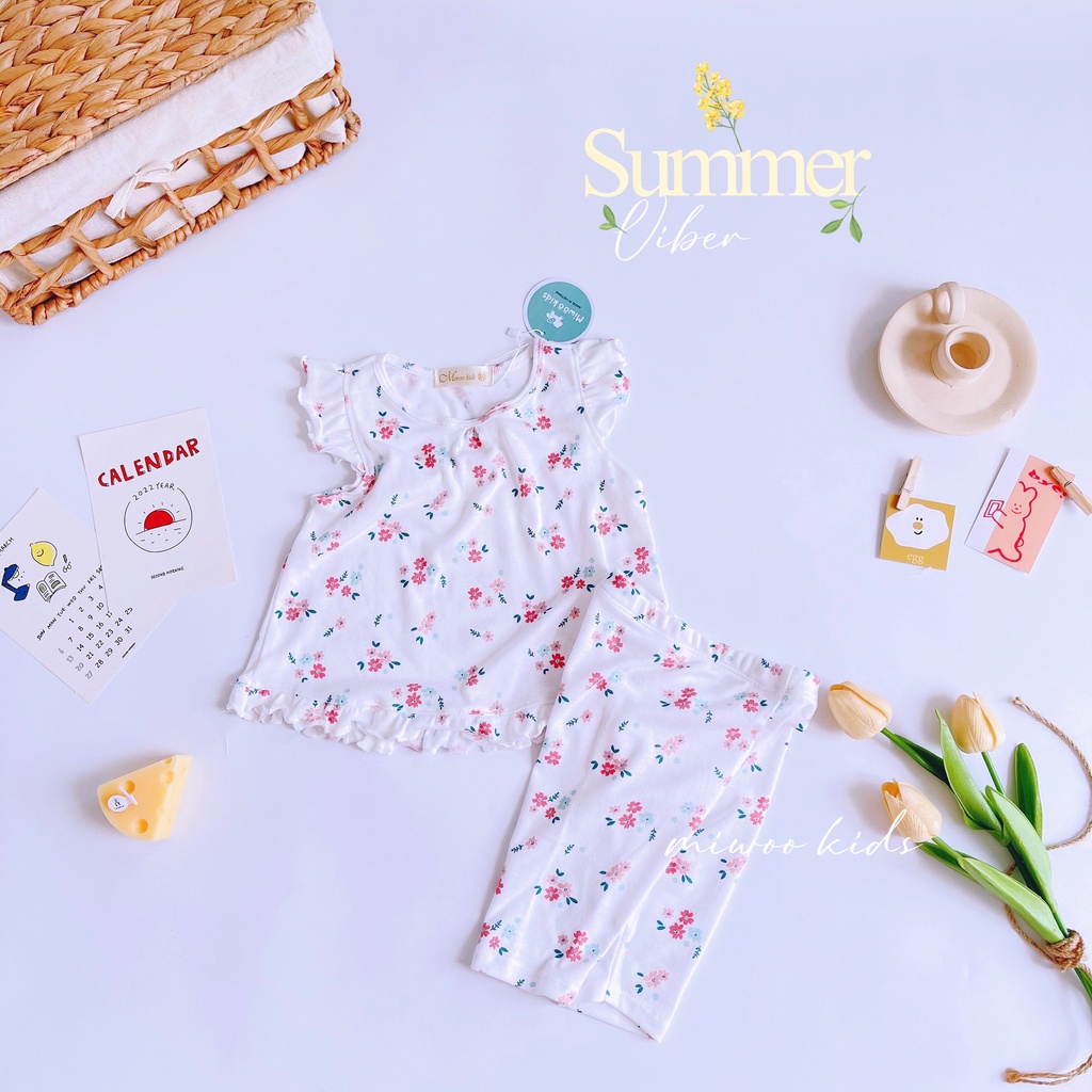 Bộ lửng cotton cánh tiên hoạ tiết dễ thương cho bé gái MIWOO
