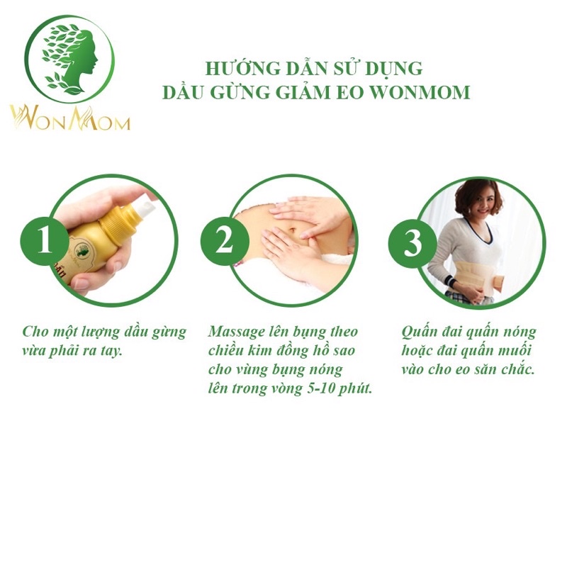 Dầu gừng Wonmom massage tan mỡ bụng sau sinh