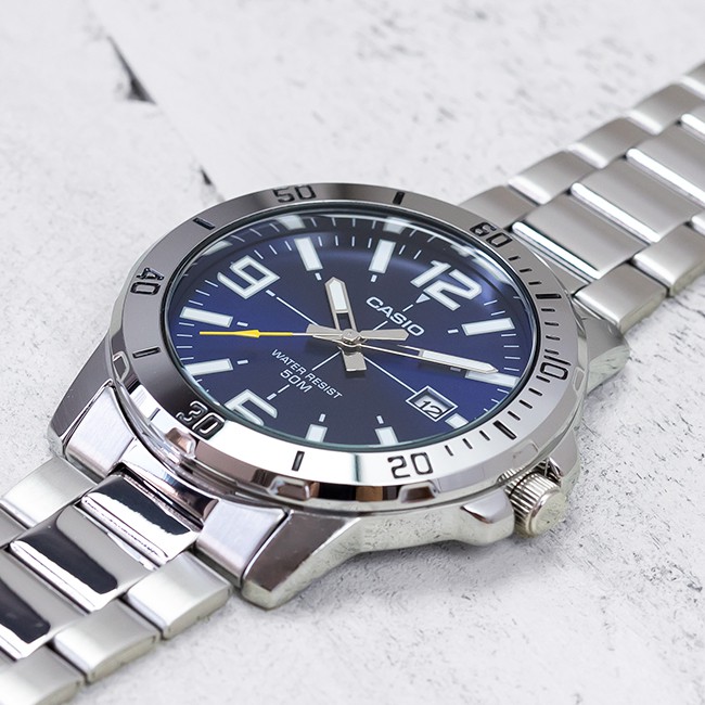 Đồng hồ nam dây kim loại Casio chính hãng Anh Khuê MTP-VD01D-2BVUDF (45mm)