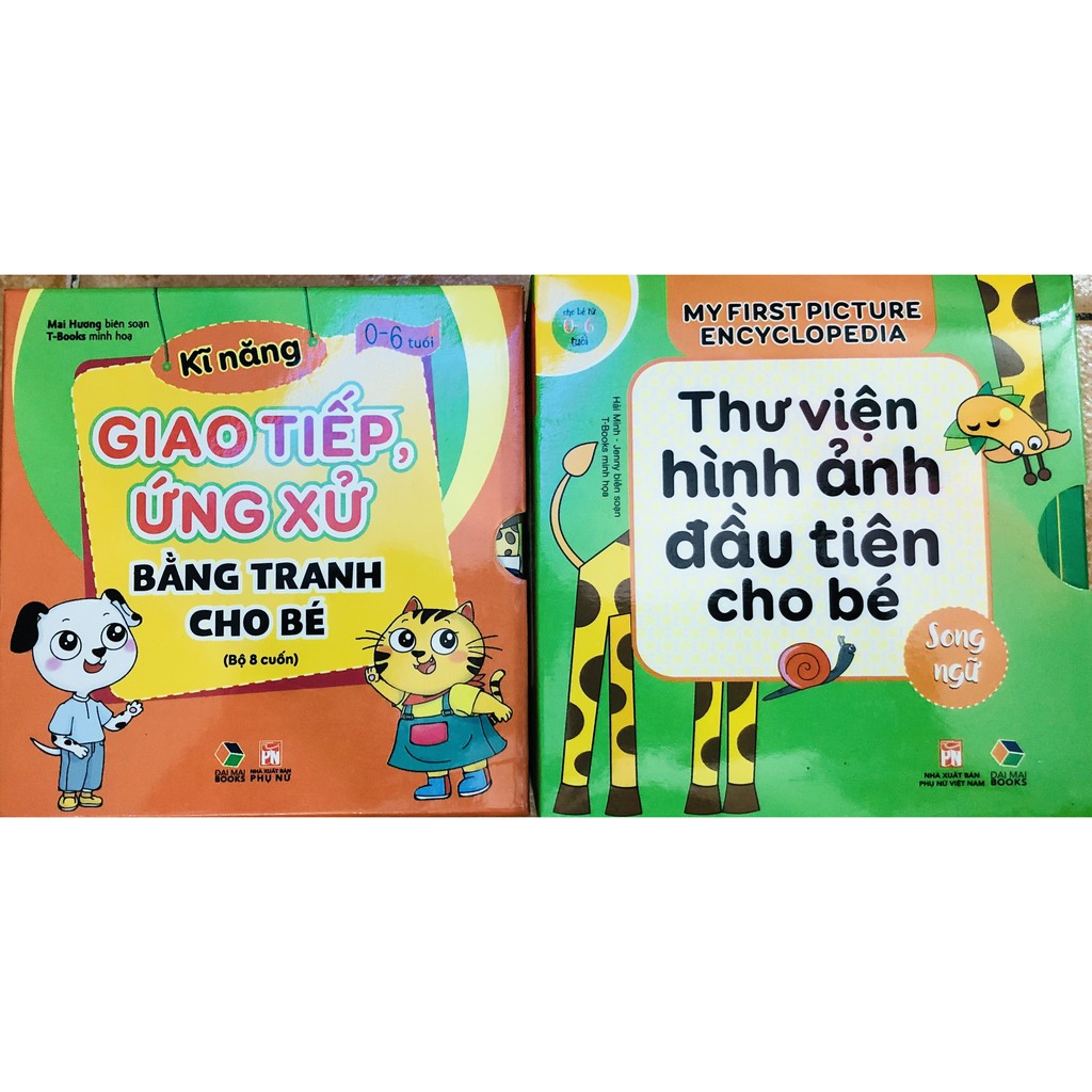 Sách - Combo Thư viện hình ảnh đầu tiên cho bé +Kỹ năng giao tiếp ứng xử bằng tranh cho bé (Song ngữ)cho bé từ 0-6 Tuổi