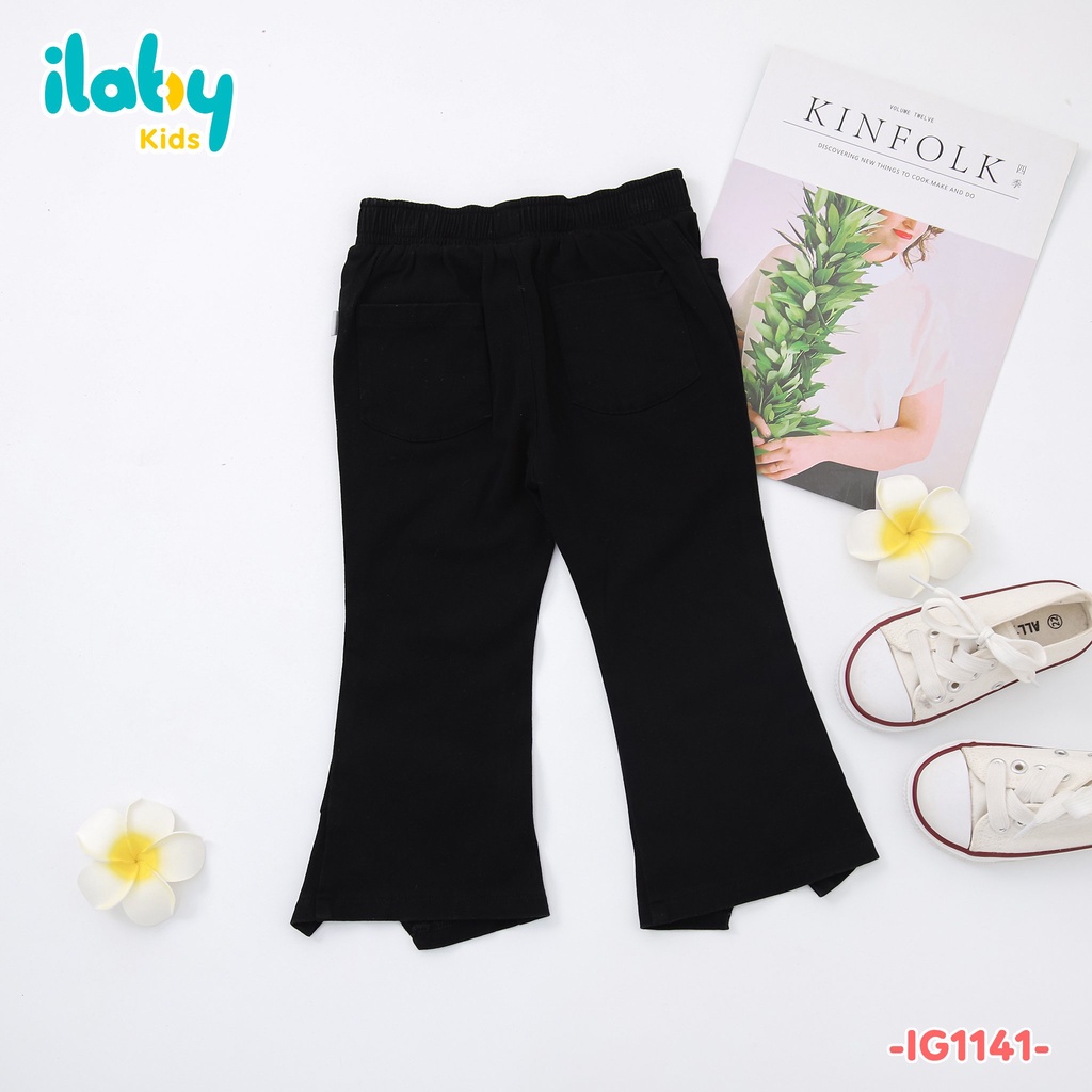 [25.6 GIẢM 40K ĐƠN 299K] Quần bé gái ILABY ống loe xẻ gấu chất liệu bò [30IG11410722]