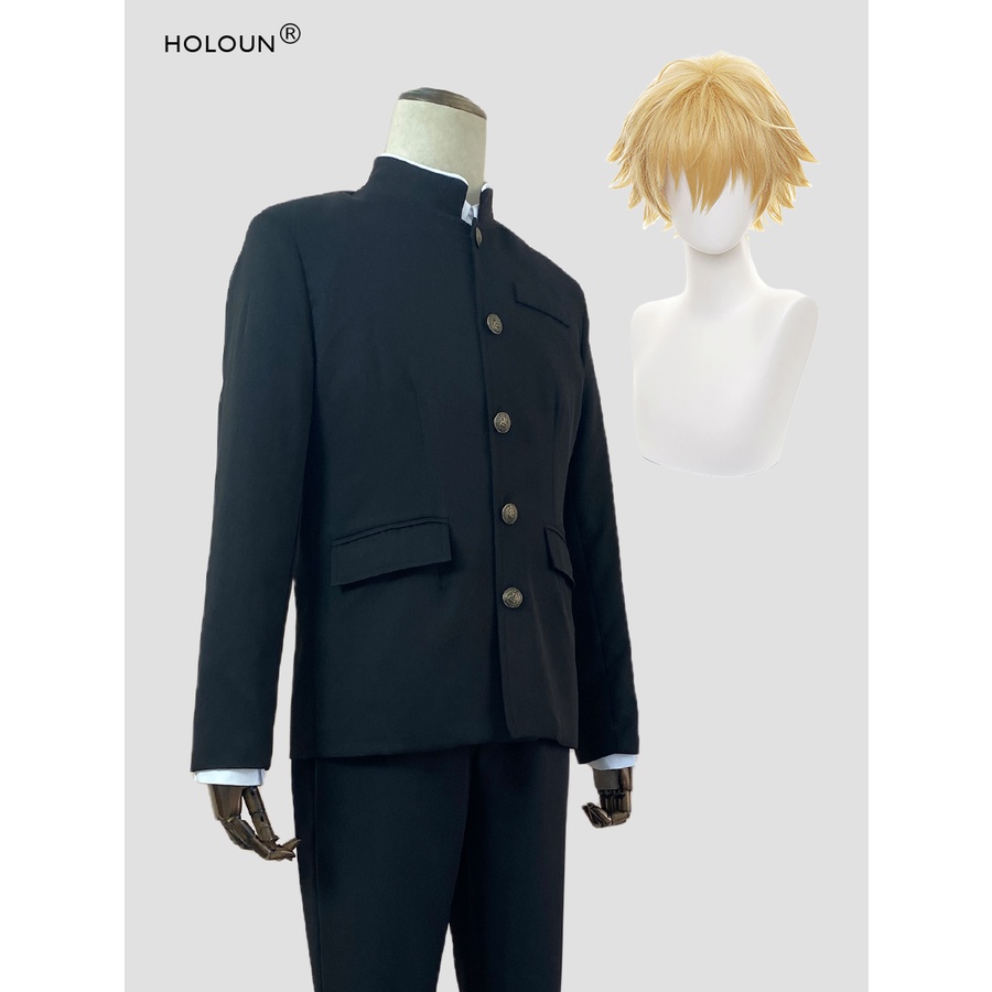 HOLOUN Anime Chainsaw Man Cosplay Costume Denji Yoshida Hirofumi Bộ Tóc Giả Màu Đen Hóa Trang Nhân Vật Halloween Christmas Gift