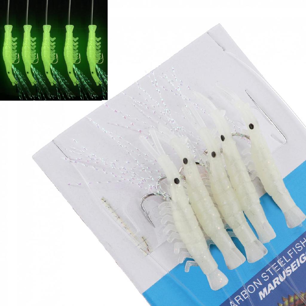 Bộ 5 mồi câu cá giả hình tôm dạ quang