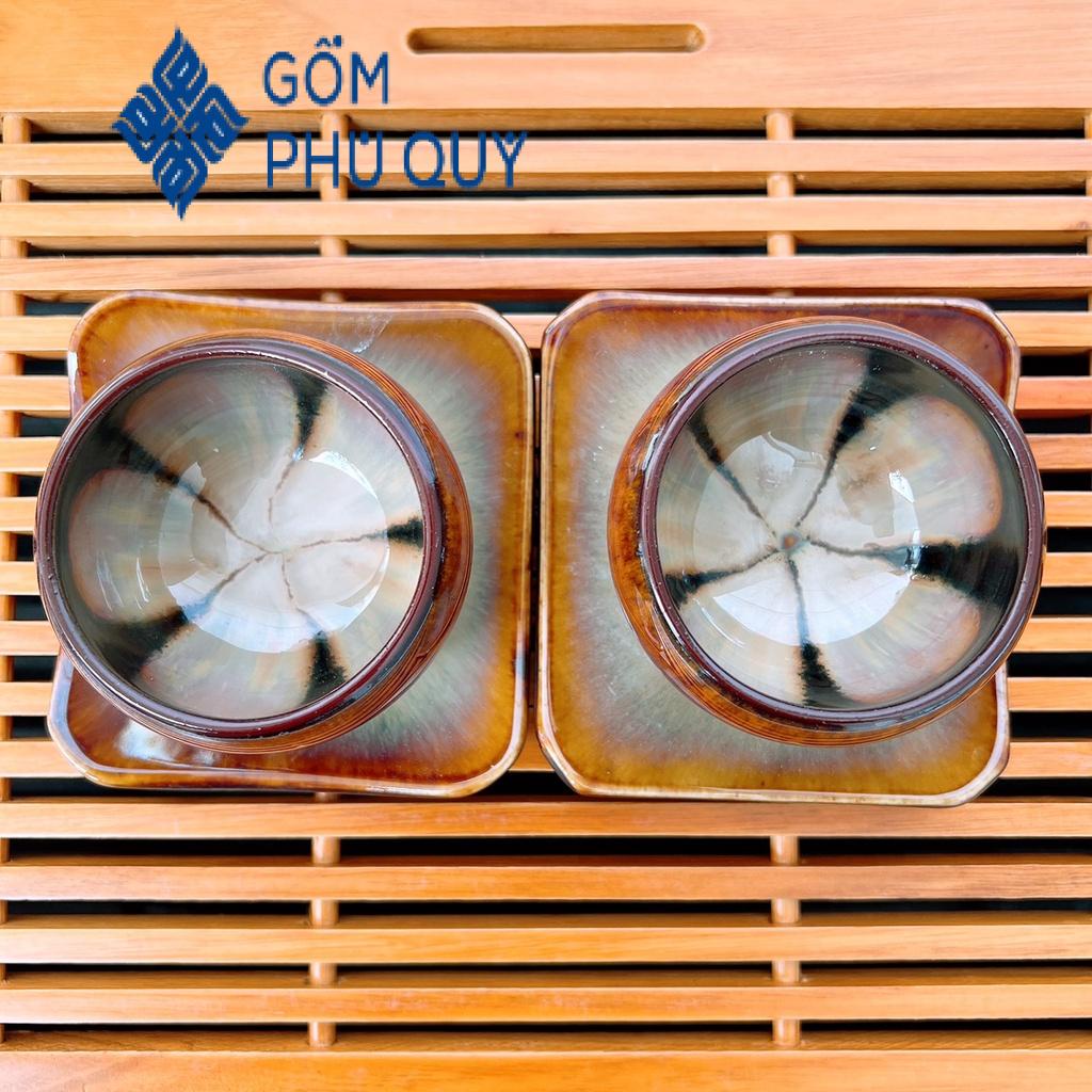 Bộ Ấm Trà 🎁 Gốm Sứ Bát Tràng 🎁 Bộ Ấm Chén,quả Hồng Gấm Hoa Cao Cấp Decor Gomphuquy Thh02