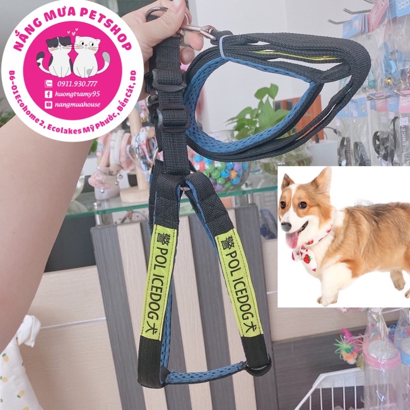 Dây dắt Yếm Police Phản Quang cho chó/ vòng cổ POLICE/ VÒNG CỔ CẢNH SÁT