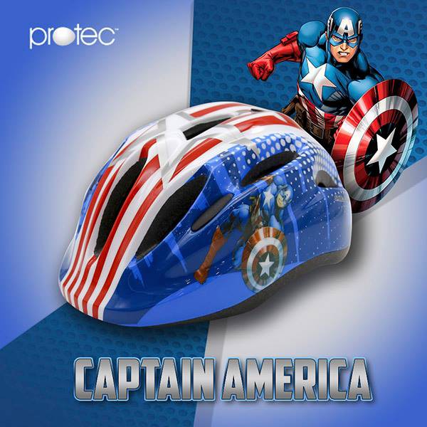 Mũ Bảo Hiểm Xe Đạp Trẻ Em, Mũ Trượt Patin Cao Cấp Protec Smile Họa Tiết Captain America