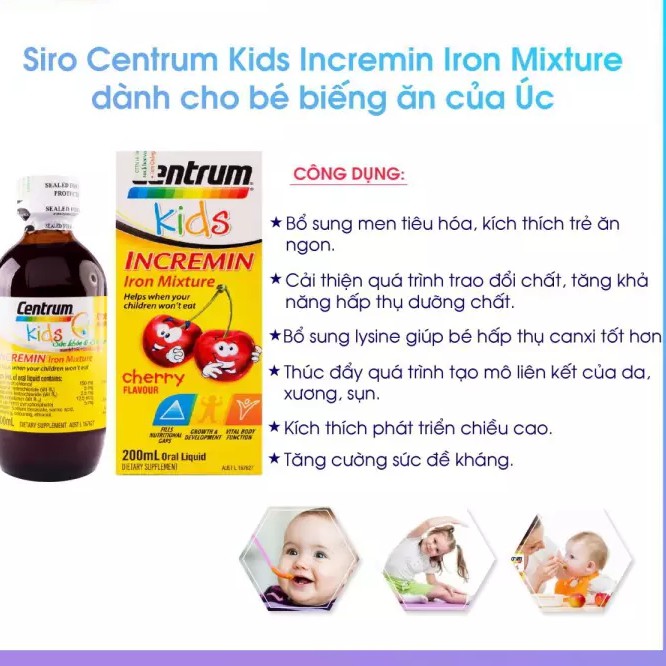 Thực Phẩm Bổ Sung Siro Centrum Kids Incremin Iron Mixture Cherry Flavour 200ml