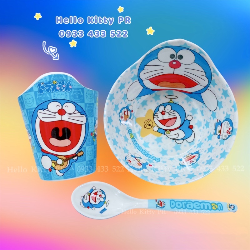 Set muỗng, ly, tô 3D Doremon Doraemon