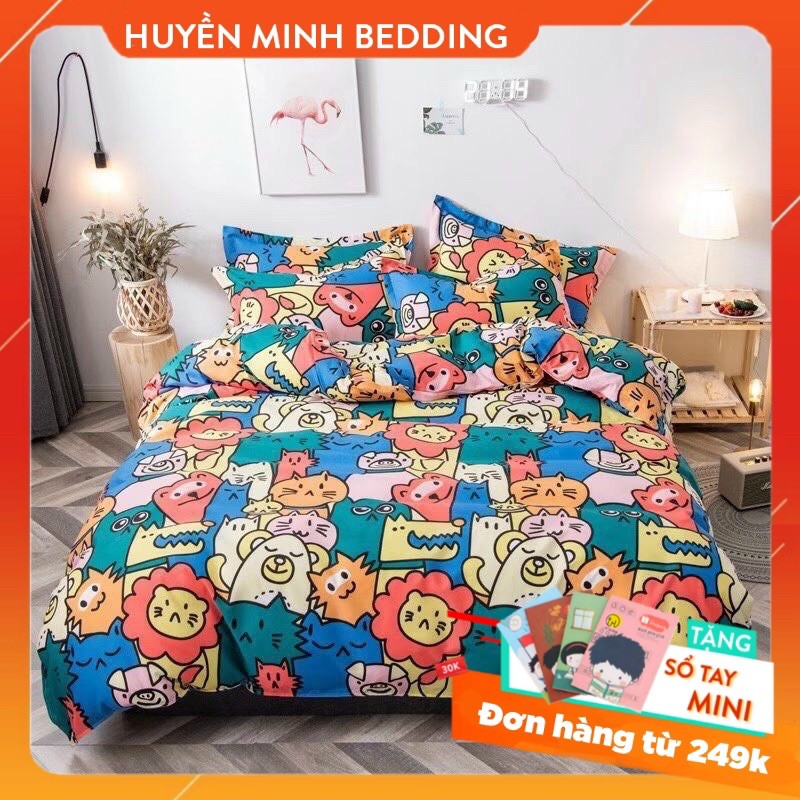 BỘ CHĂN GA GỐI HOẠT HÌNH POLY COTTON CAO CẤP - Bộ Chăn Ga Gối 5 Món CAO CẤP