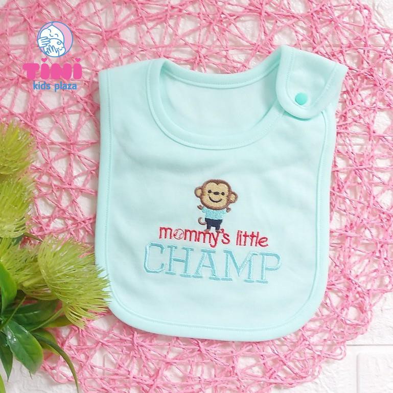 Yếm ăn dặm cài nút vải cotton cao cấp cho bé