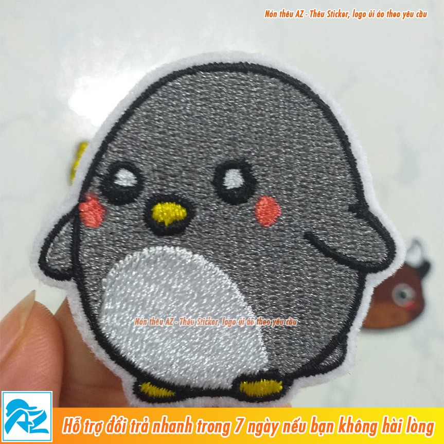 Patch ủi thêu hình vịt con, trâu, bò, mực, chim cánh cụt - Sticker Logo S125