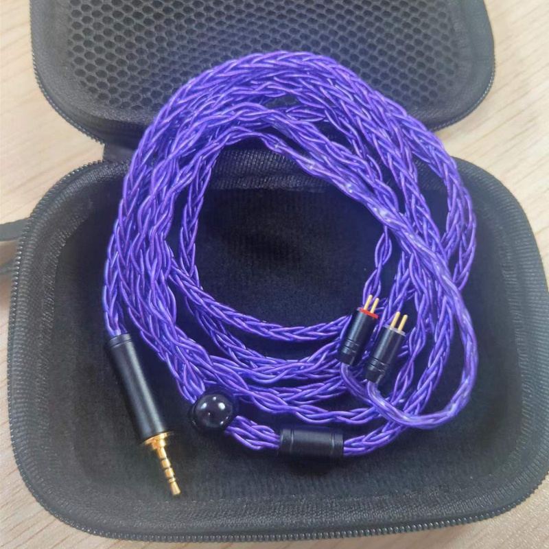 Dây Cáp Tai Nghe 8 Dây Bằng Đồng Màu Tím Bạc Phù Hợp Với Mọi Người Mẫu Tai Nghe