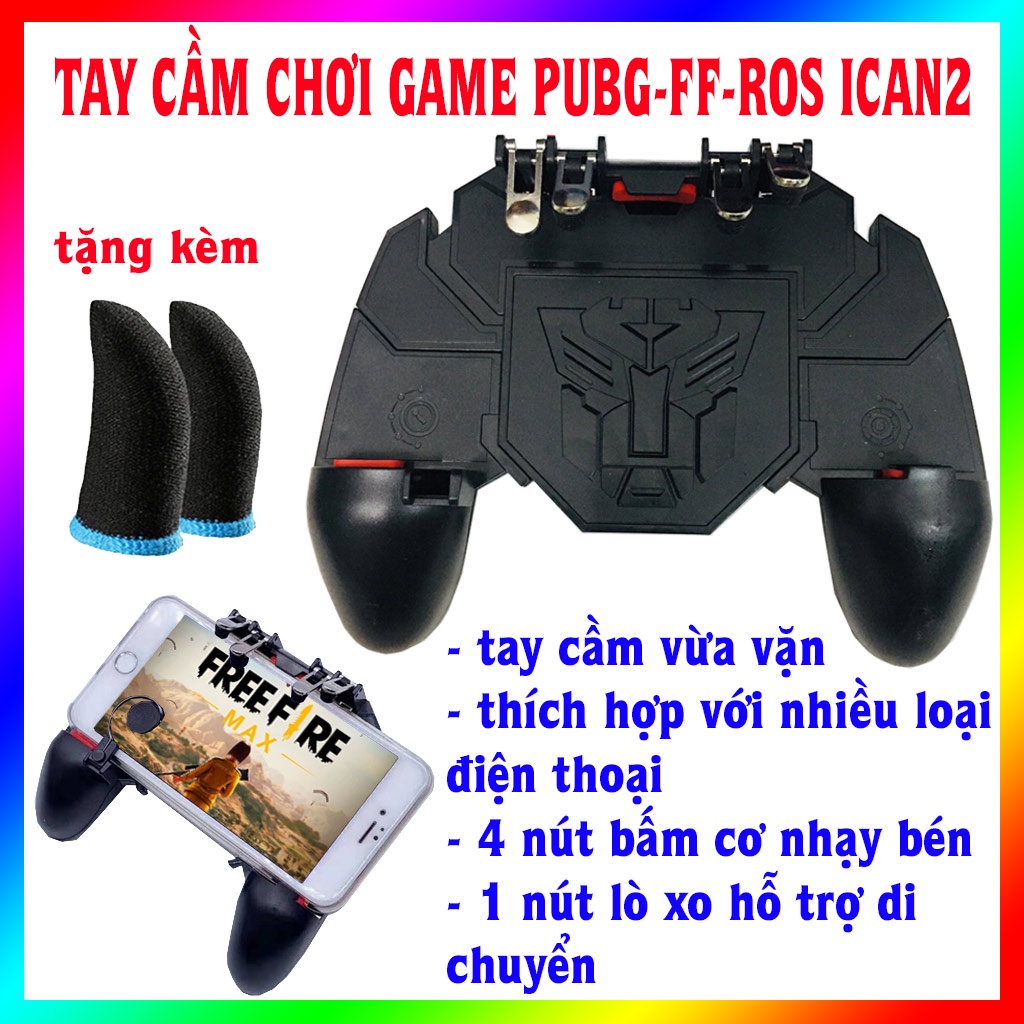 Tặng kèm 2 bao ngón tayTay cầm hỗ trợ chơi game Pubg-FreeFire-ROS có thể thích ứng với nhiều máy điện thoại